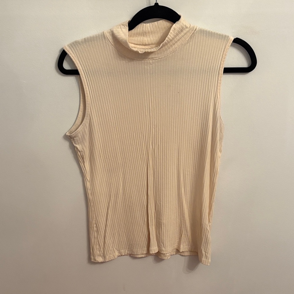 Rachel Zoe Cream Ribbed Tank Top